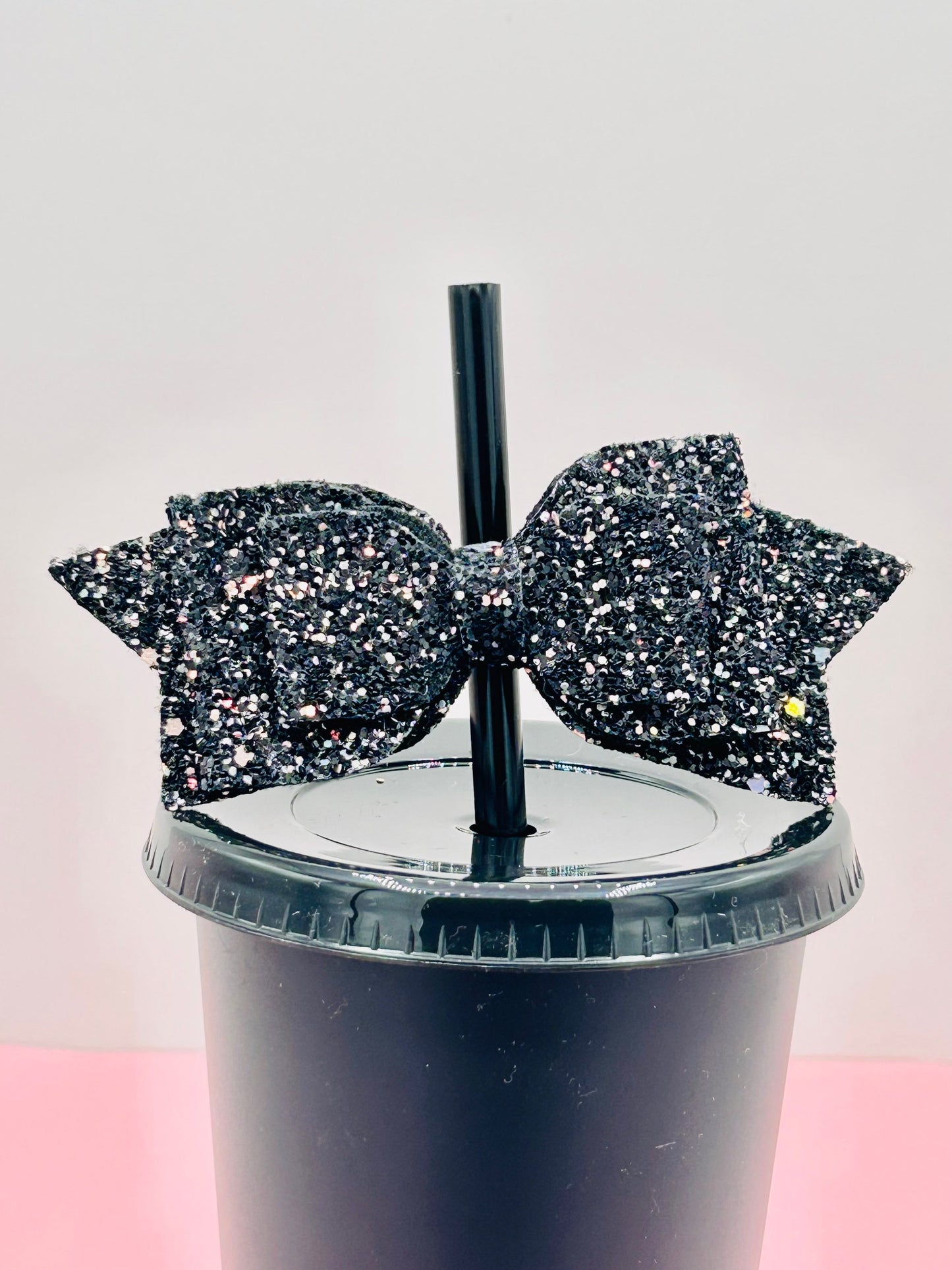 Bow Straw Topper - Black Sparkle image 0