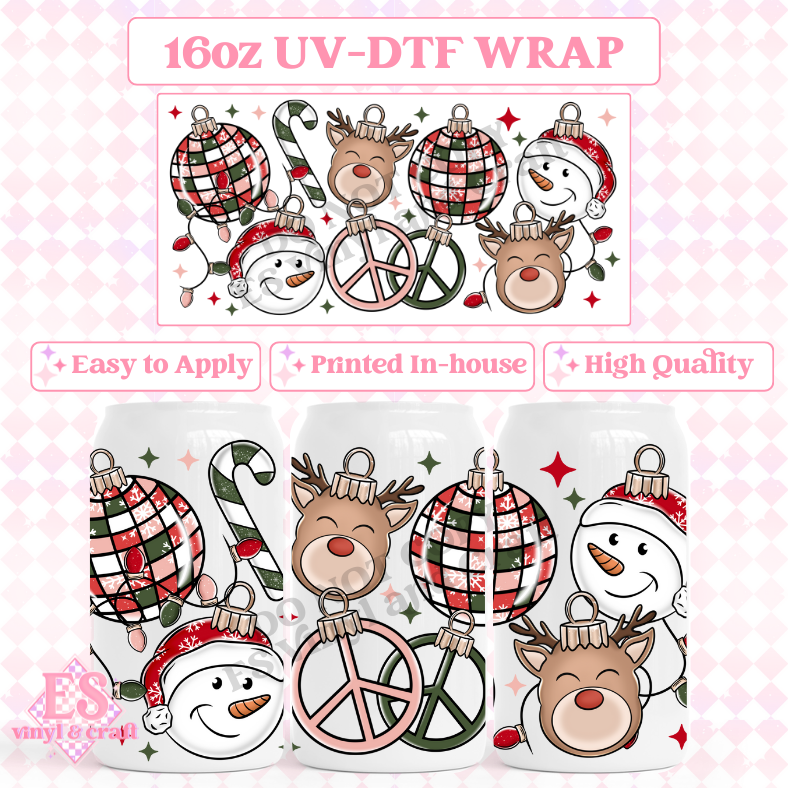 Retro Christmas - 16oz Beer Can / Libbey UV-DTF Transfer image 0