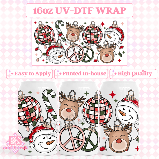 Retro Christmas - 16oz Beer Can / Libbey UV-DTF Transfer image 0