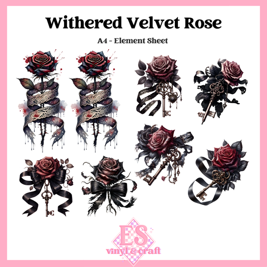 Withered Velvet Rose - UVDTF (A4 Sheet) 21 image 0