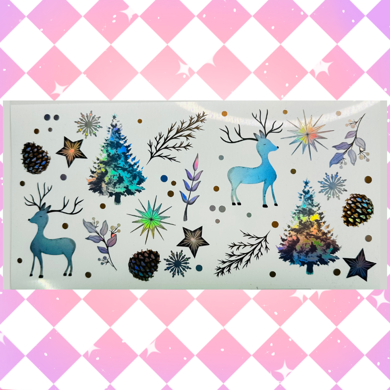 Winter Deer - 16oz Beer / Libbey Can Wrap Holographic Vinyl image 1