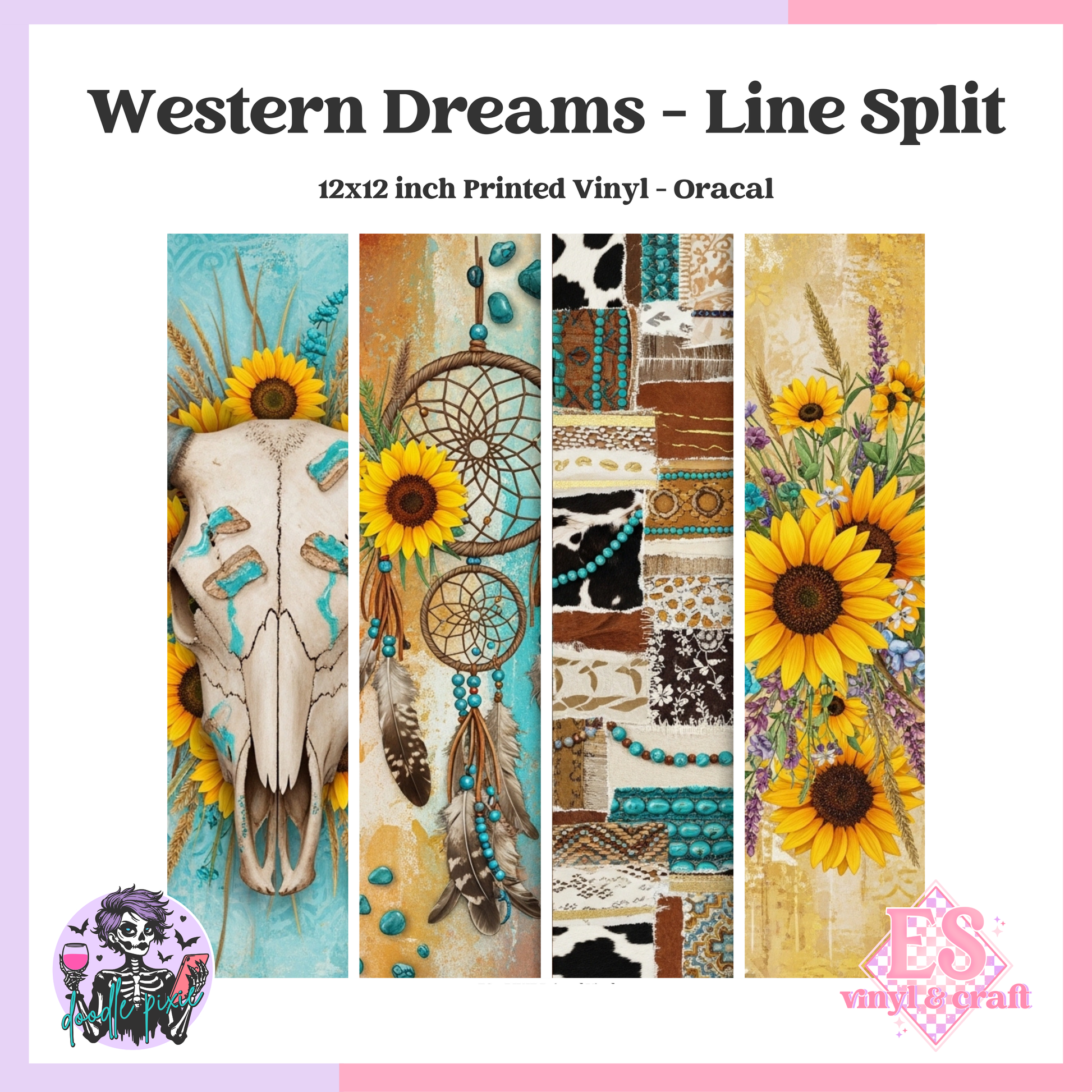 Western Dreams - Line Split 12" x 12" Printed Vinyl image 0