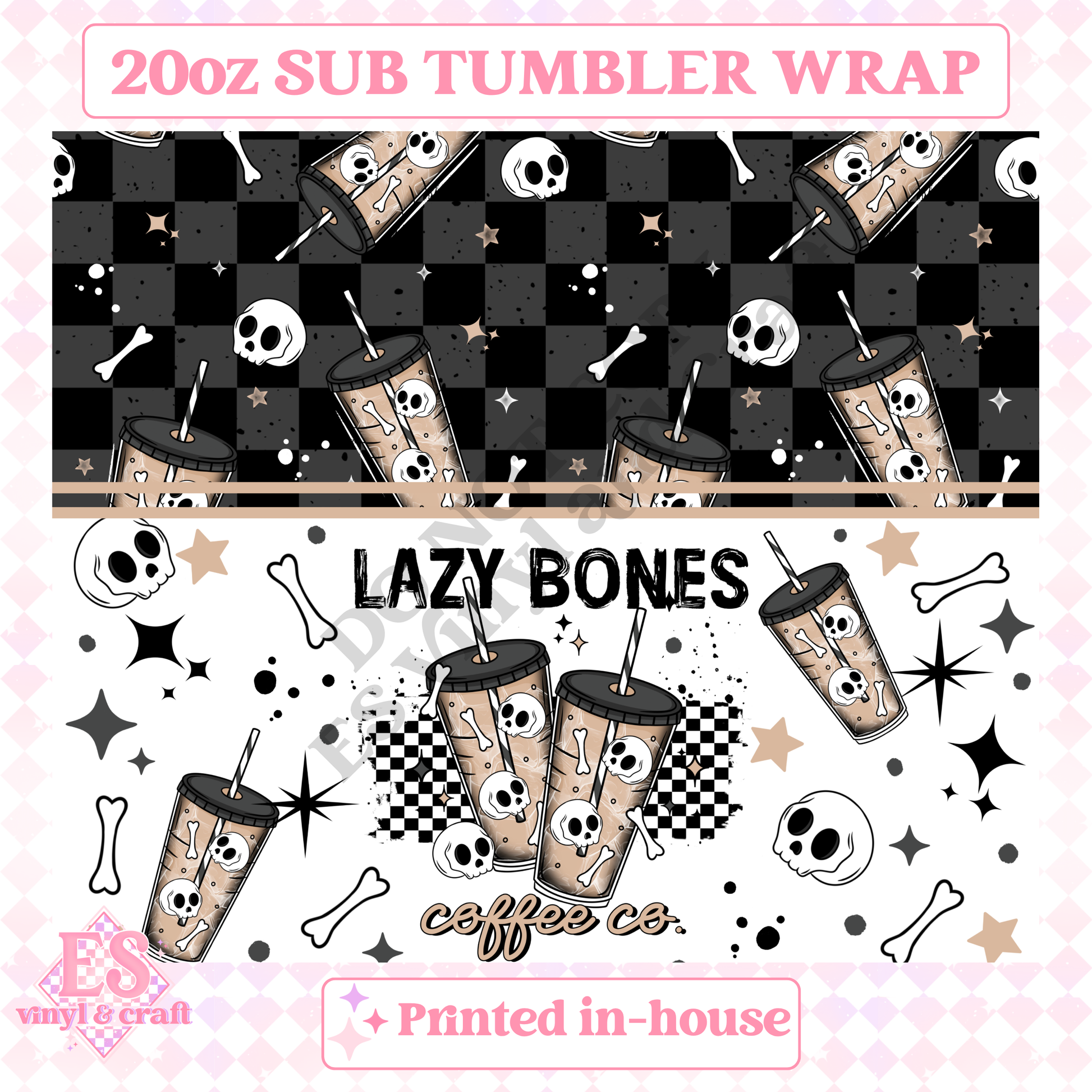 Lazy Bones - Full 20oz Tumbler Sublimation Print image 1