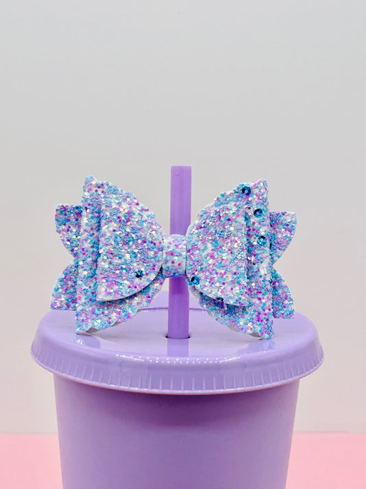Bow Straw Topper - Lilac Blue image 0