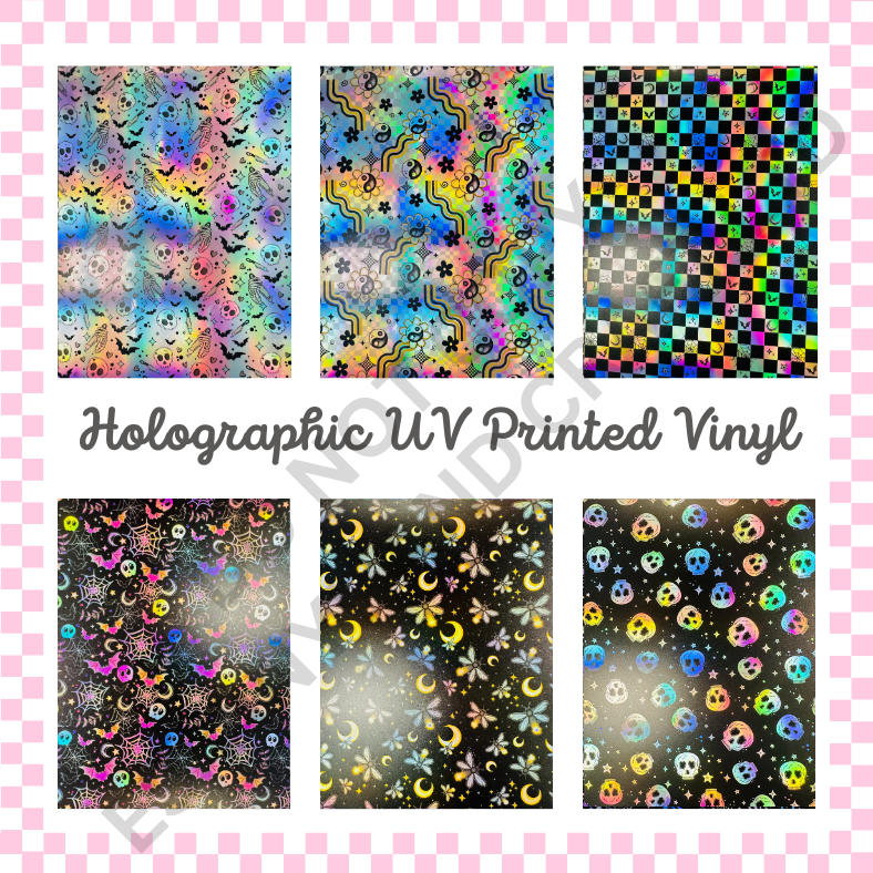 UV Printed Holographic Teckwrap Permanent Vinyl - A4 or 12" x 12" Sheet image 0