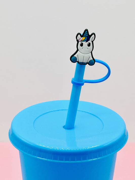 Straw Topper - Blue Unicorn image 0