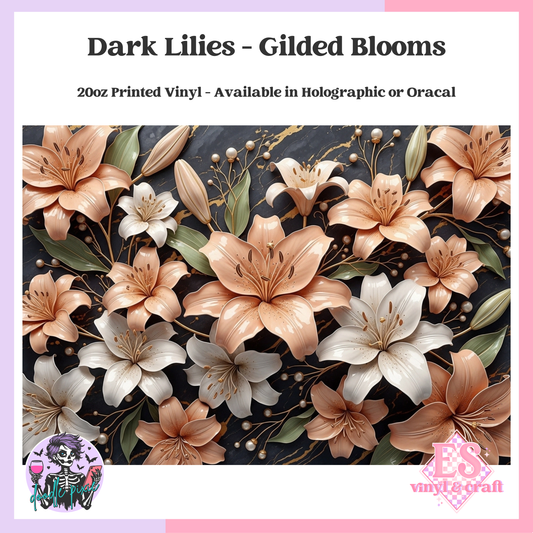 Dark Lilies - 20oz Printed Tumbler Self Adhesive Vinyl image 0