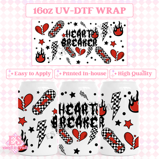 Heart Breaker - 16oz Beer Can / Libbey UV-DTF Transfer image 0