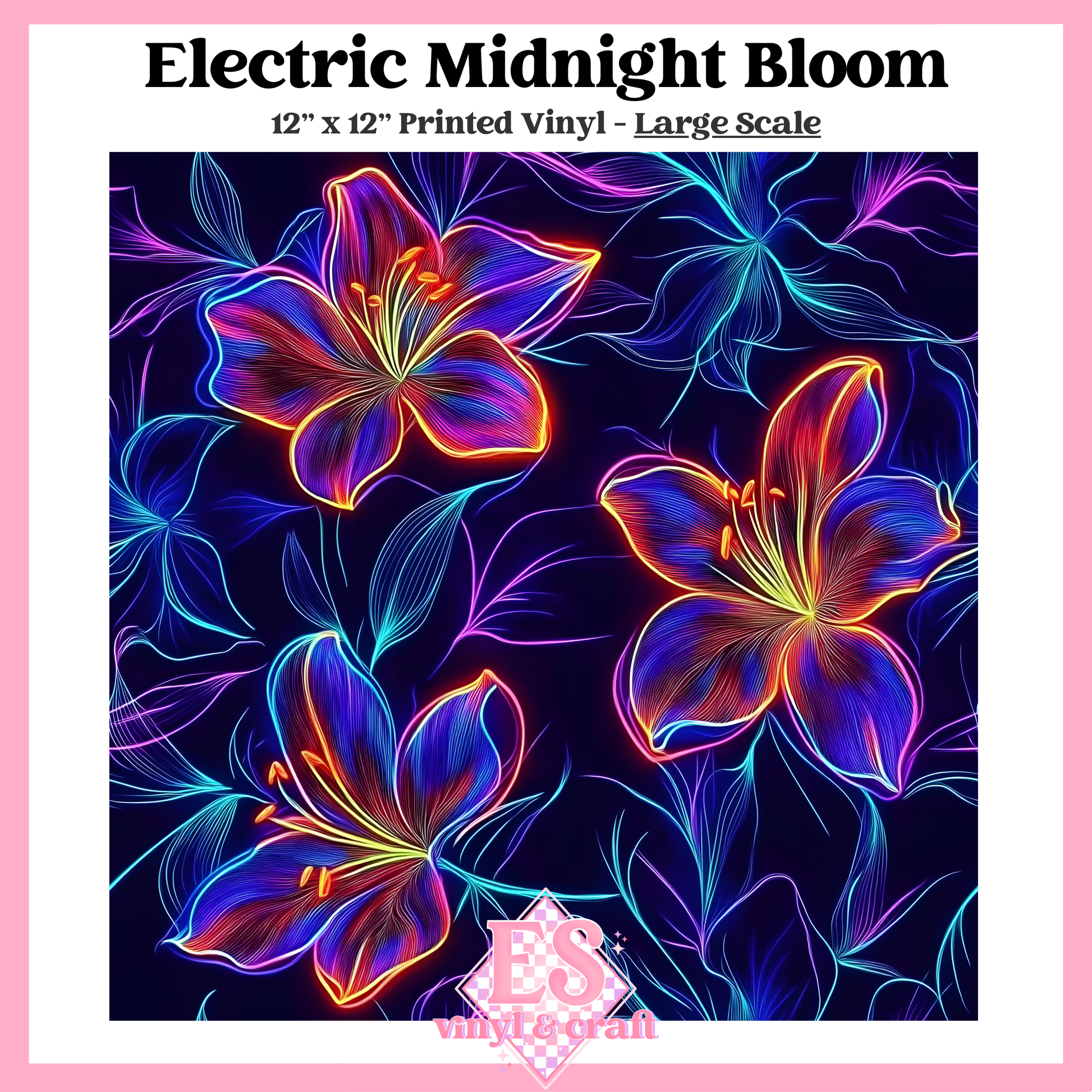 Electric Midnight Bloom - Small or Large Scale Options - 12" x 12" Sheet image 2