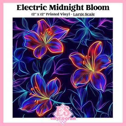 Electric Midnight Bloom - Small or Large Scale Options - 12" x 12" Sheet image 2