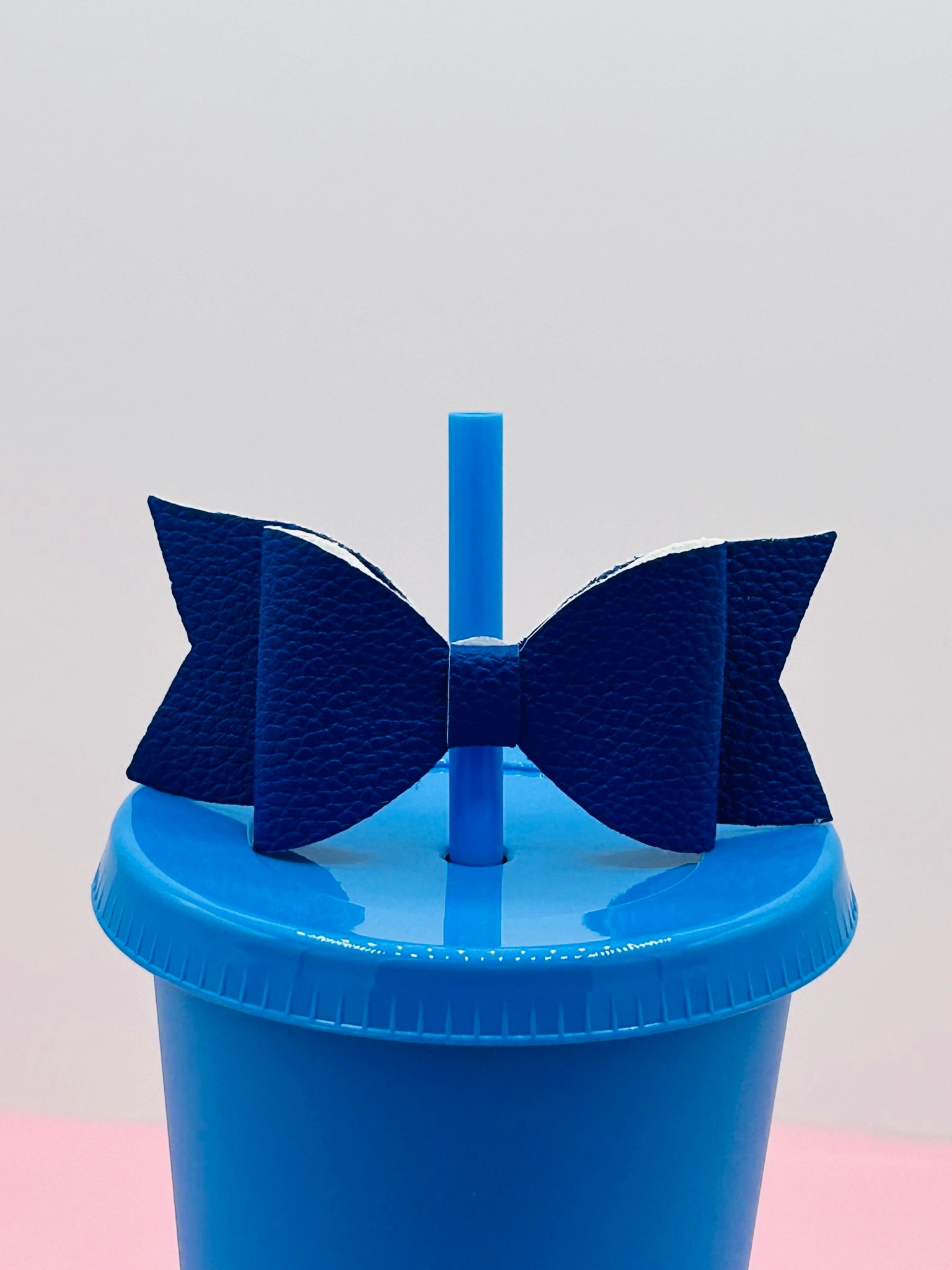 Bow Straw Topper - Faux Leather Dark Blue image 0