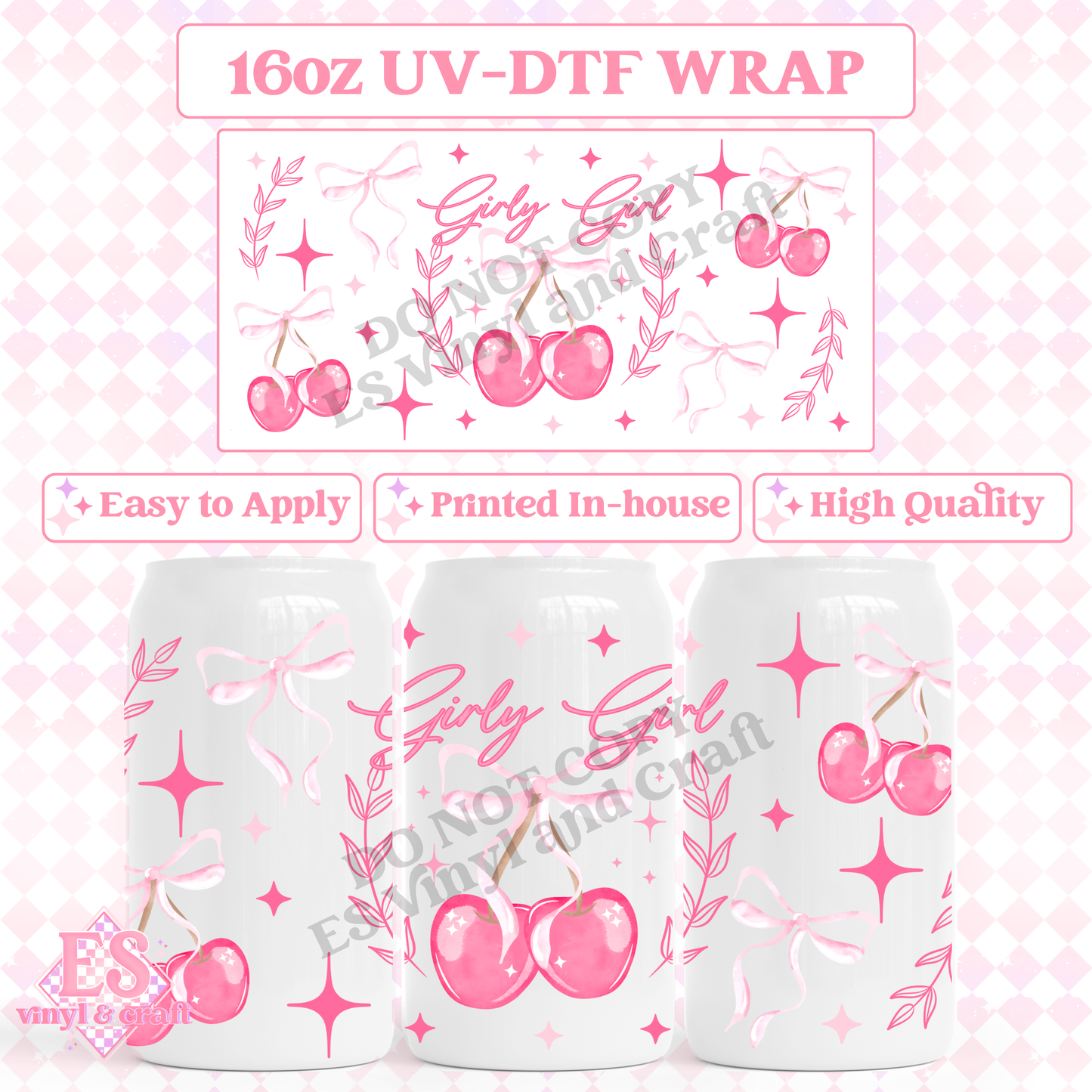 Girly Girl - 16oz Beer Can / Libbey UV-DTF Transfer image 0