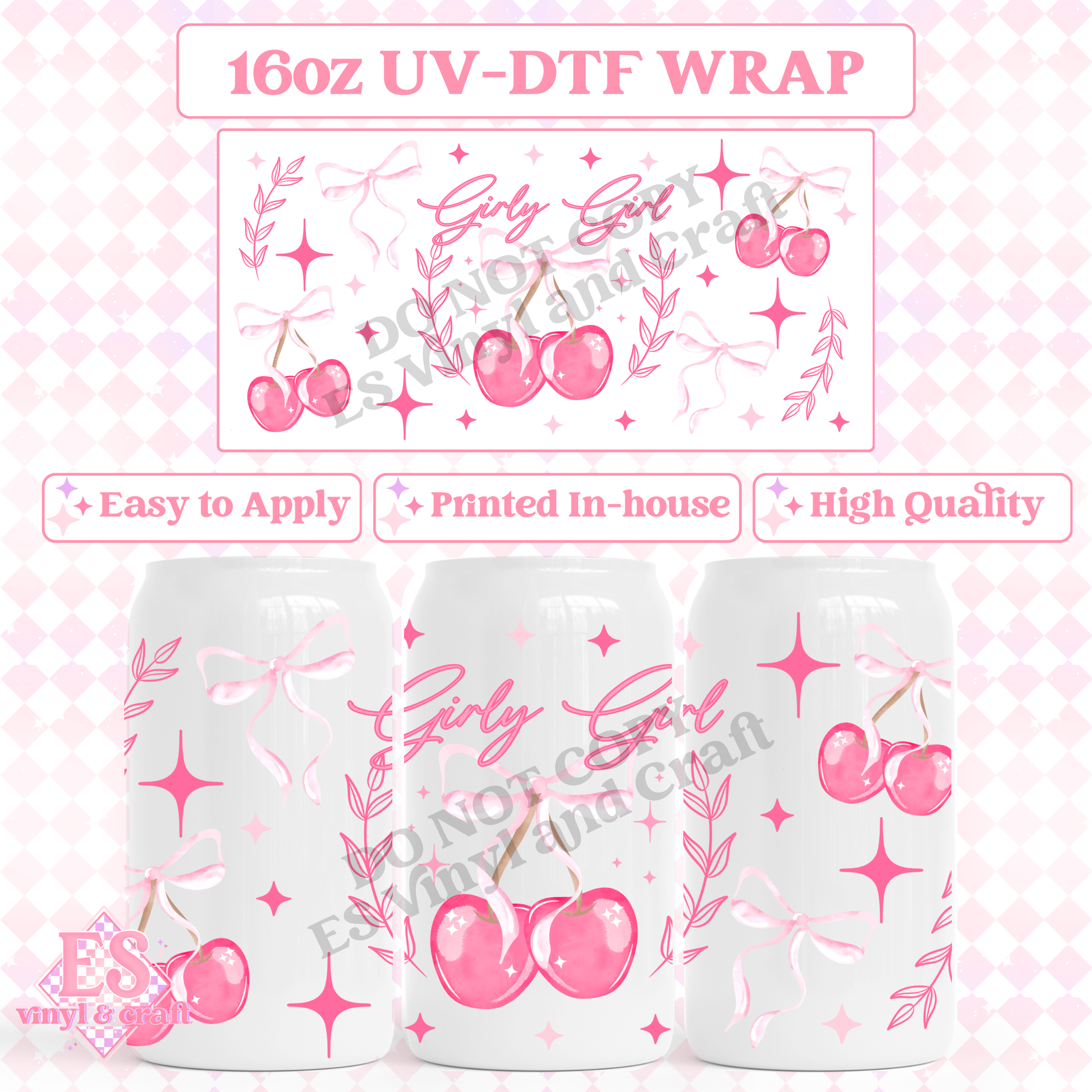Girly Girl - 16oz Beer Can / Libbey UV-DTF Transfer image 0
