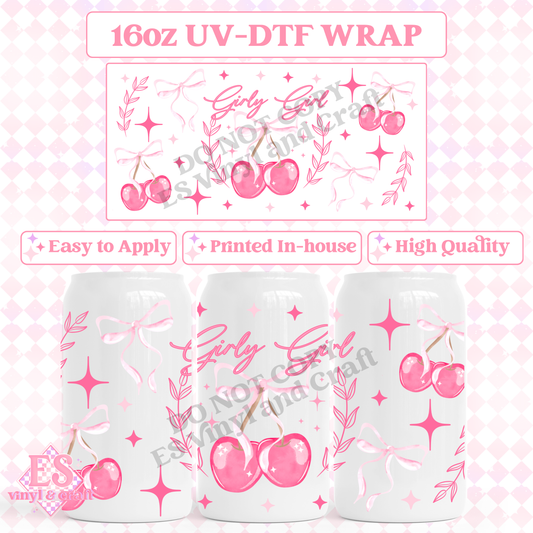 Girly Girl - 16oz Beer Can / Libbey UV-DTF Transfer image 0