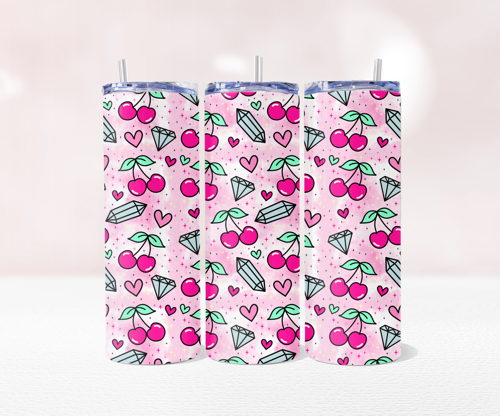 Cherry Crystal - Full 20oz Tumbler Sublimation Ready To Print image 0