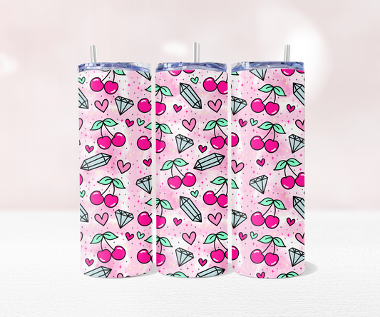 Cherry Crystal - Full 20oz Tumbler Sublimation Ready To Print image 0