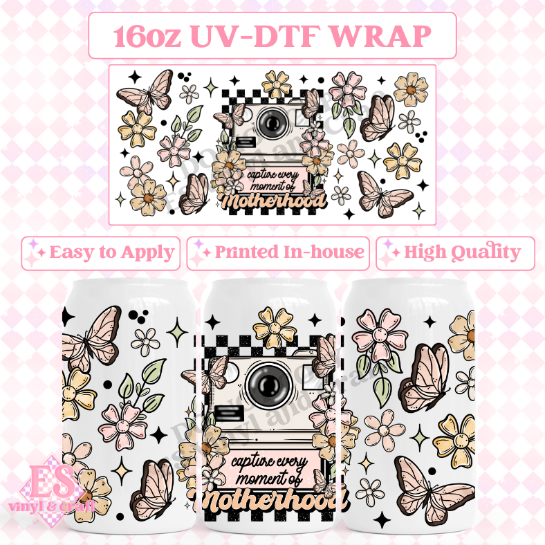 Capture Every Moment Motherhood - 16oz Beer Can / Libbey UV-DTF Transfer image 0