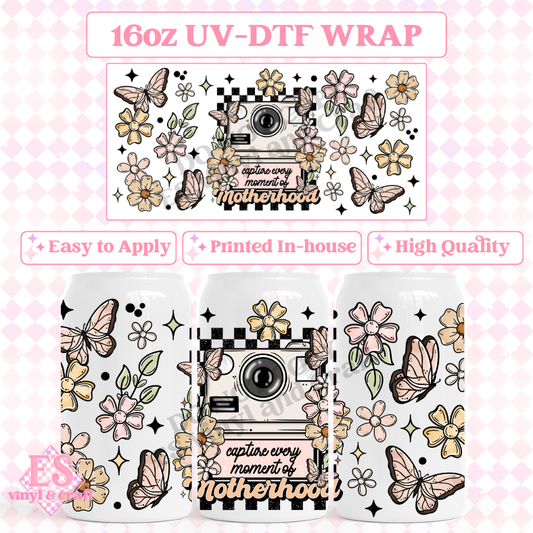 Capture Every Moment Motherhood - 16oz Beer Can / Libbey UV-DTF Transfer image 0