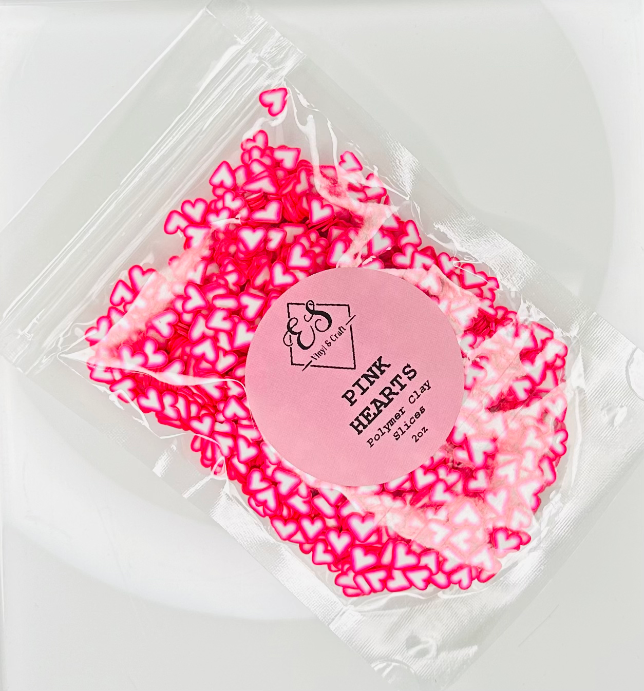 Pink Hearts - Polymer Clay Slices image 0