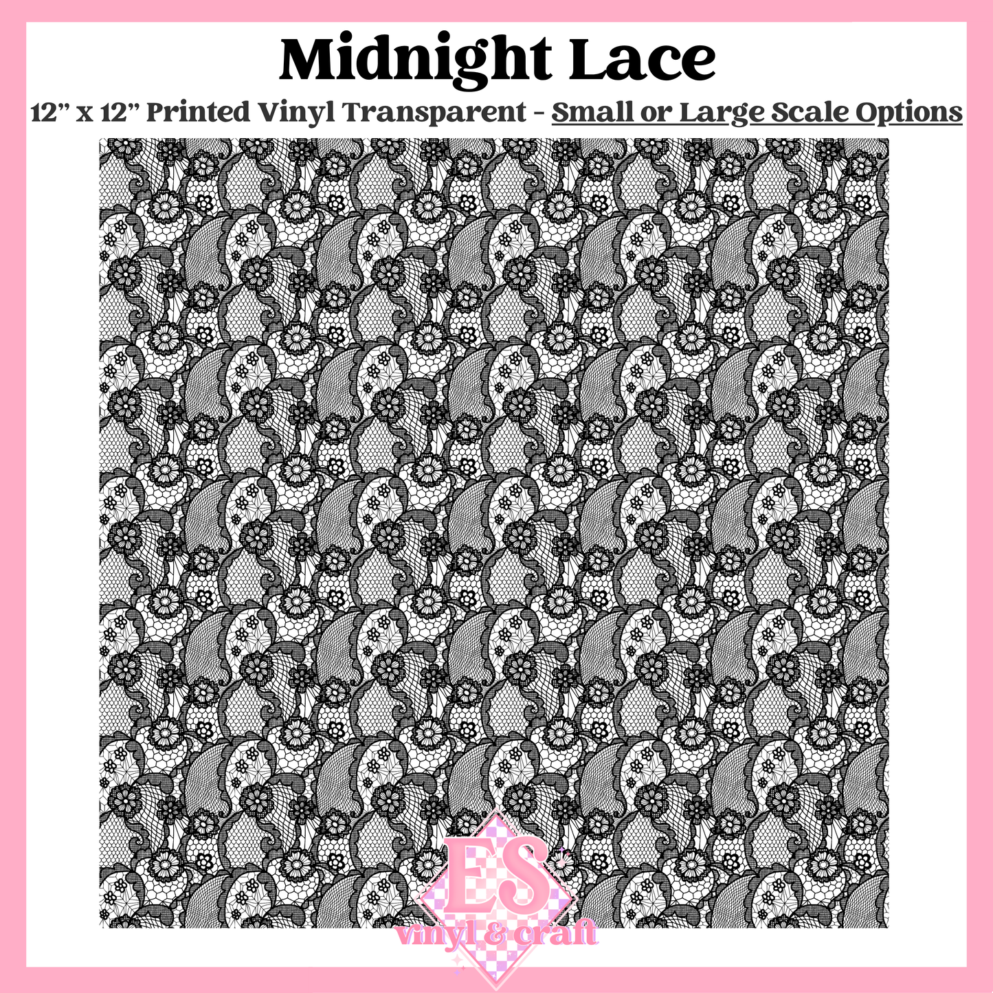 Midnight Lace Transparent - Small or Large Scale Options - 12" x 12" Sheet image 0