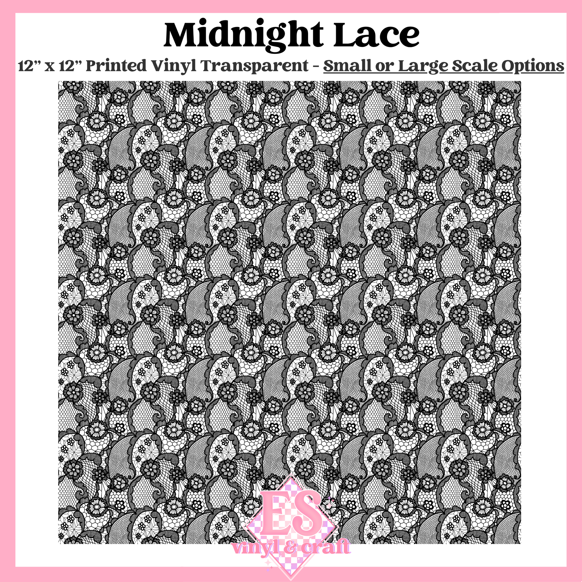 Midnight Lace Transparent - Small or Large Scale Options - 12" x 12" Sheet image 0