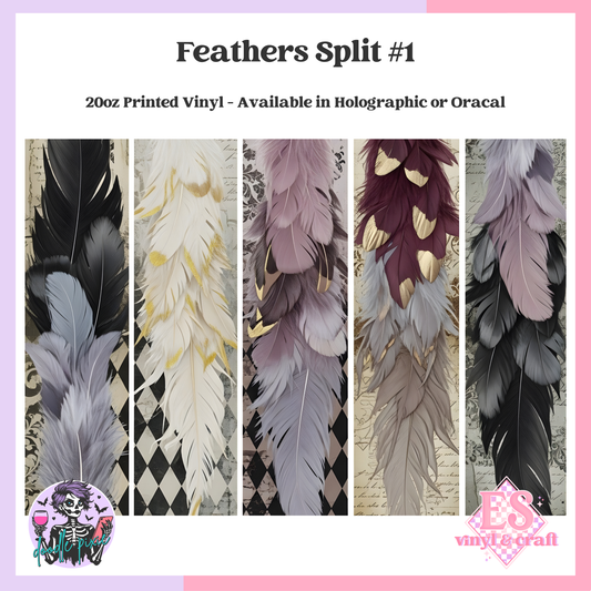 Feathers Split #1 - 20oz Printed Tumbler Self Adhesive Vinyl image 0