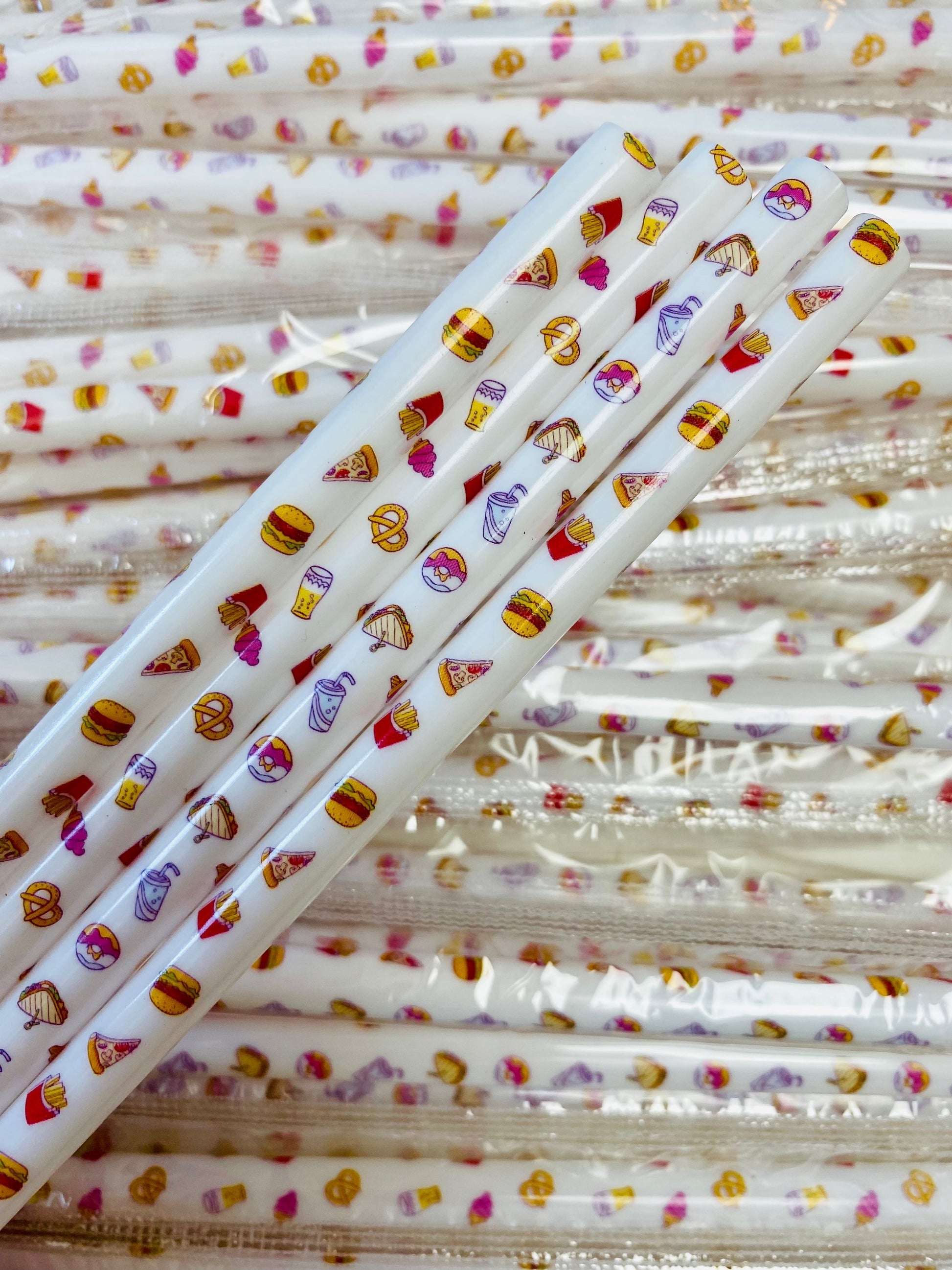 Burgers, Pizza, Chips, Soda, Pretzel White Straw image 0