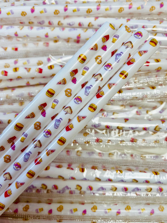 Burgers, Pizza, Chips, Soda, Pretzel White Straw image 0