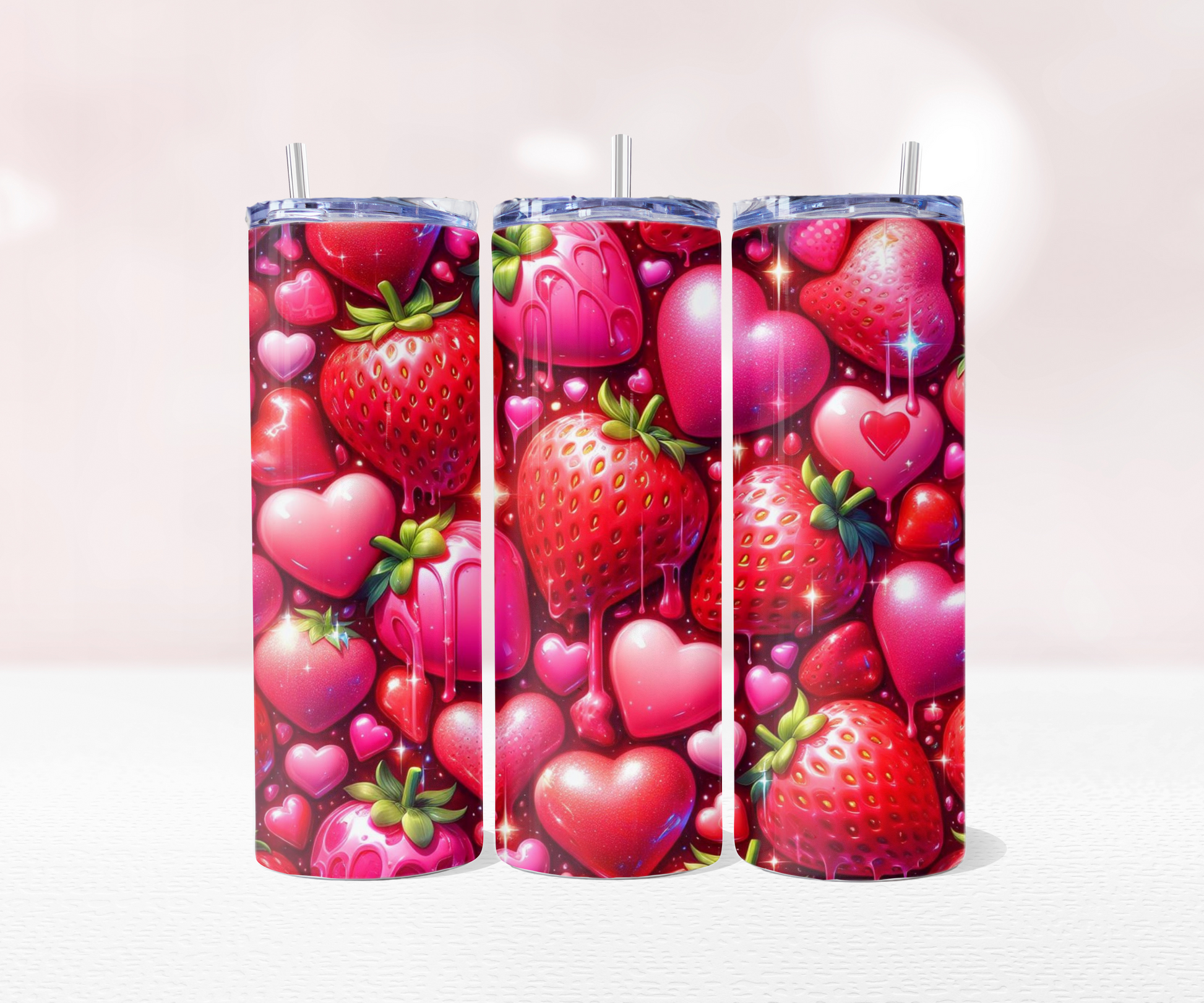 Strawberries - Full 20oz Tumbler Sublimation Ready To Print image 3