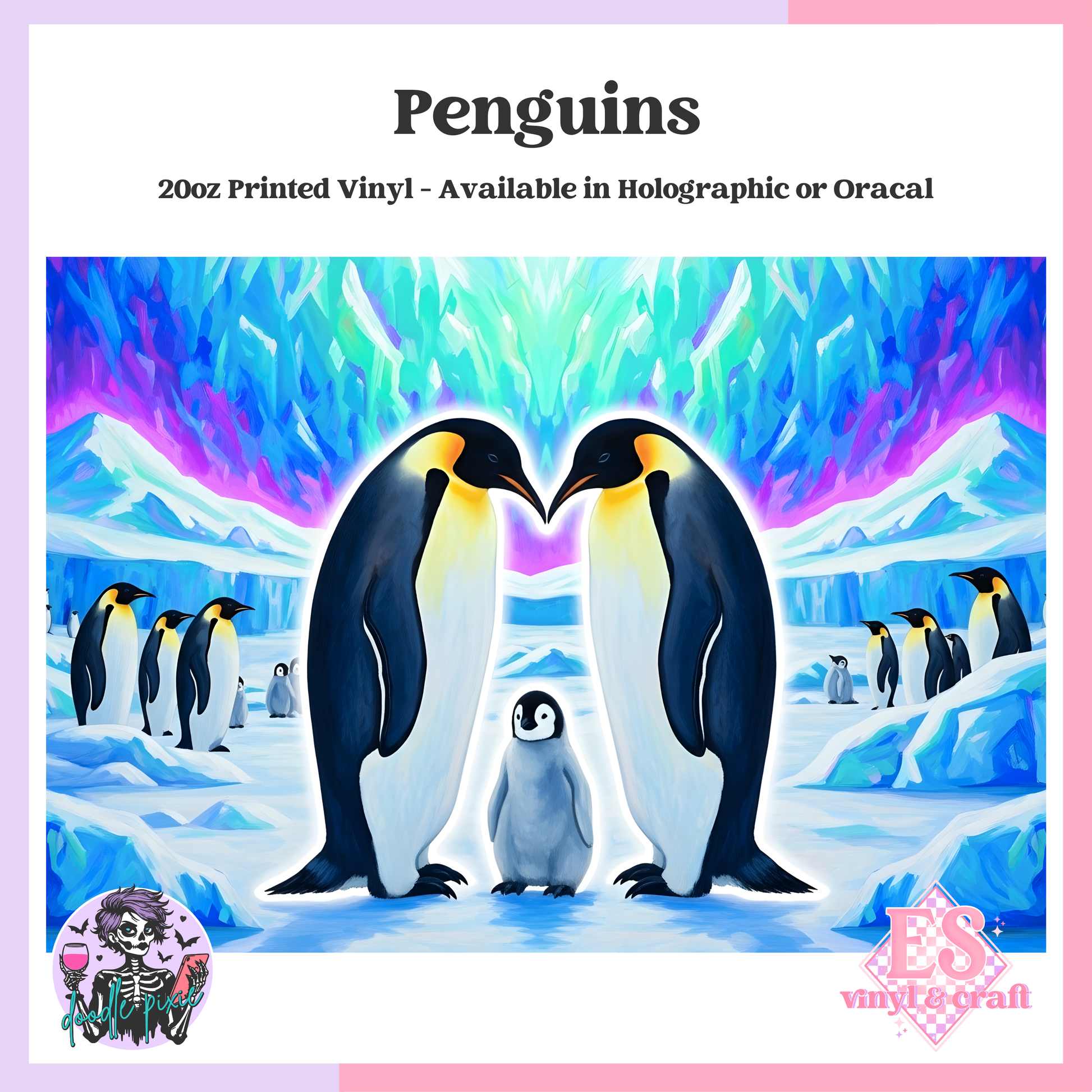 Penguins - 20oz Printed Tumbler Self Adhesive Vinyl image 0