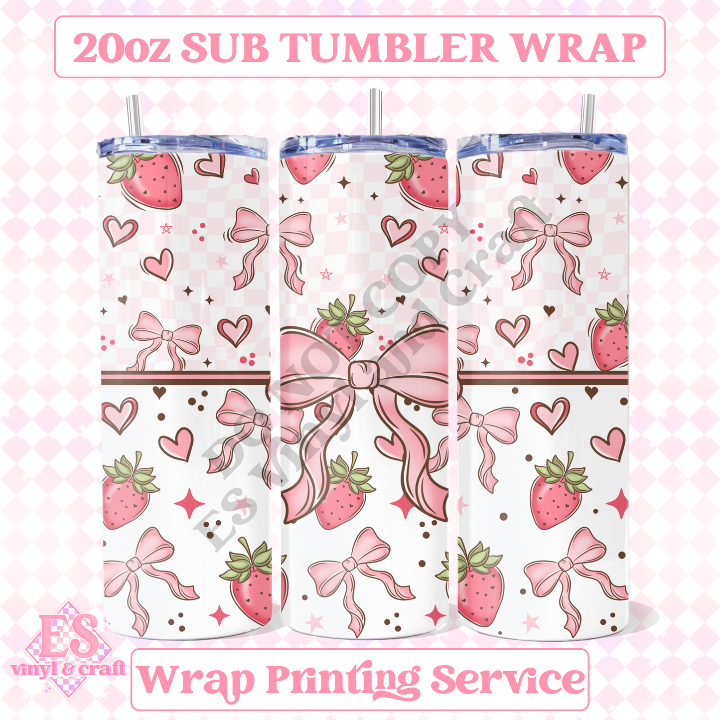 Berry Bow - Full 20oz Tumbler Sublimation Print image 0