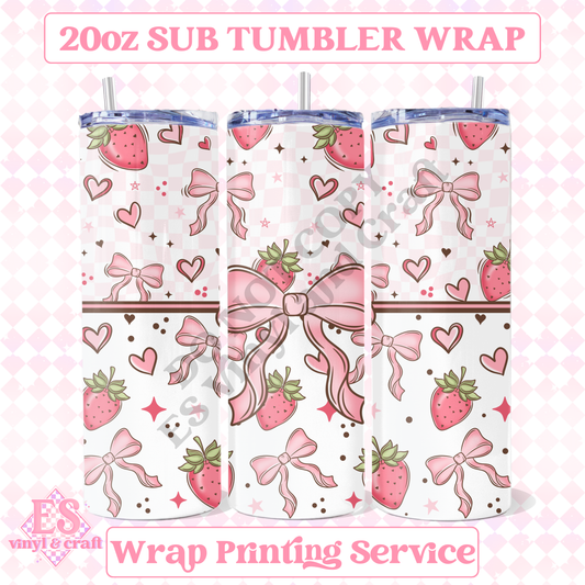 Berry Bow - Full 20oz Tumbler Sublimation Print image 0