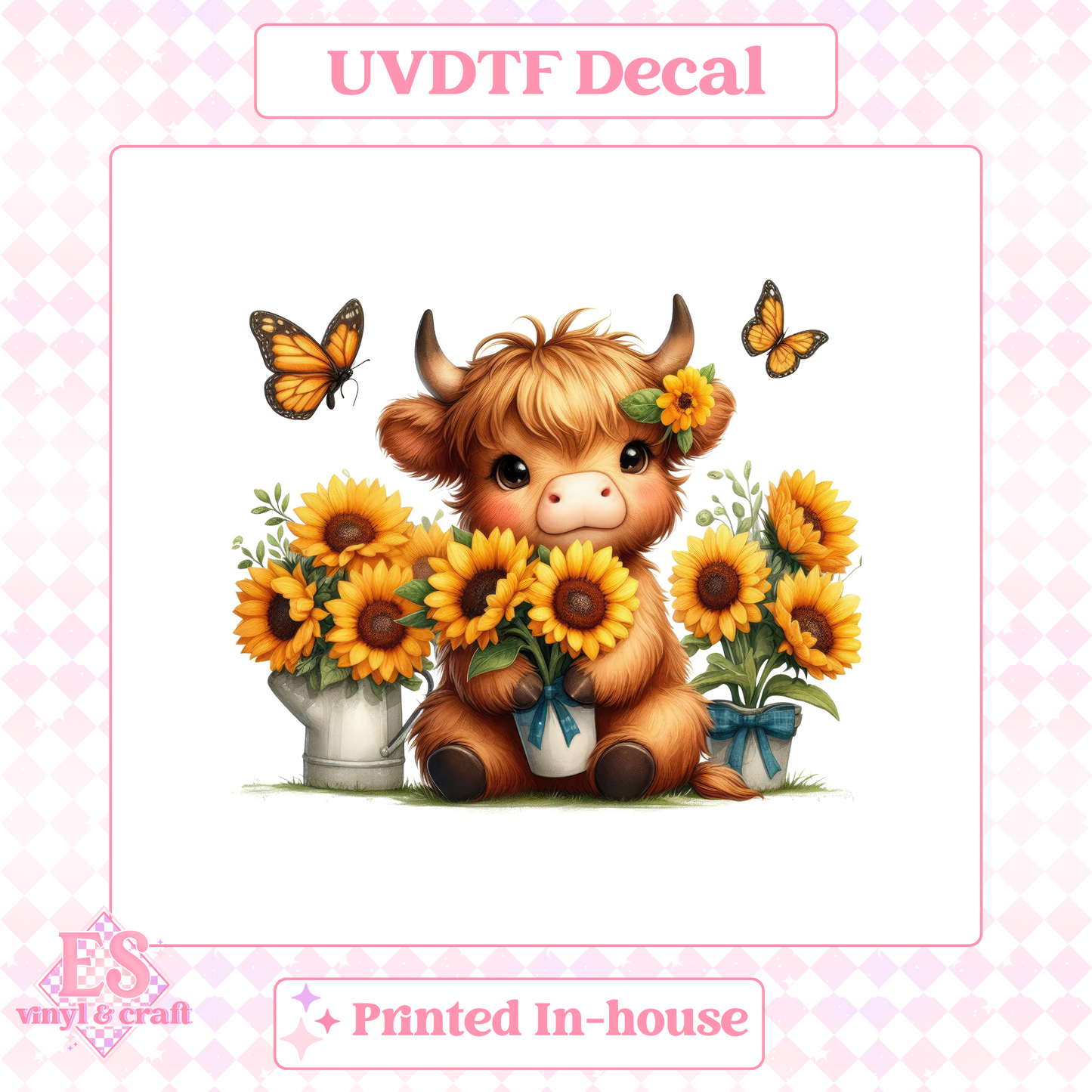 Sunflower Highland Cows - UV-DTF Decal Transfer image 11