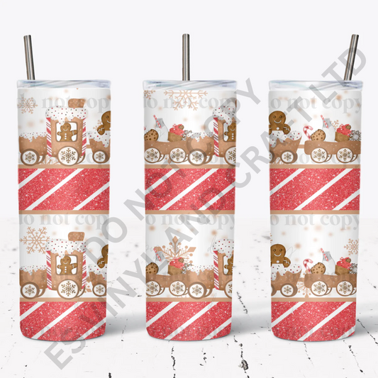Gingerbread Express - Full 20oz Tumbler Sublimation Ready To Print image 0