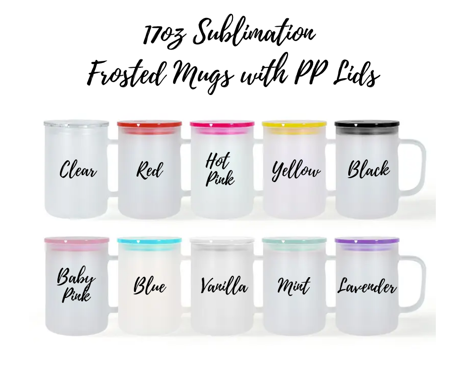 17oz Frosted Mug with Plastic Lid and Straw image 0