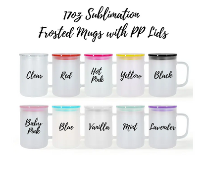 17oz Frosted Mug with Plastic Lid and Straw image 0