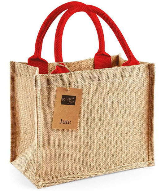 Jute Bag - Westford Mill Mini Jute Bag - Red Handles image 0