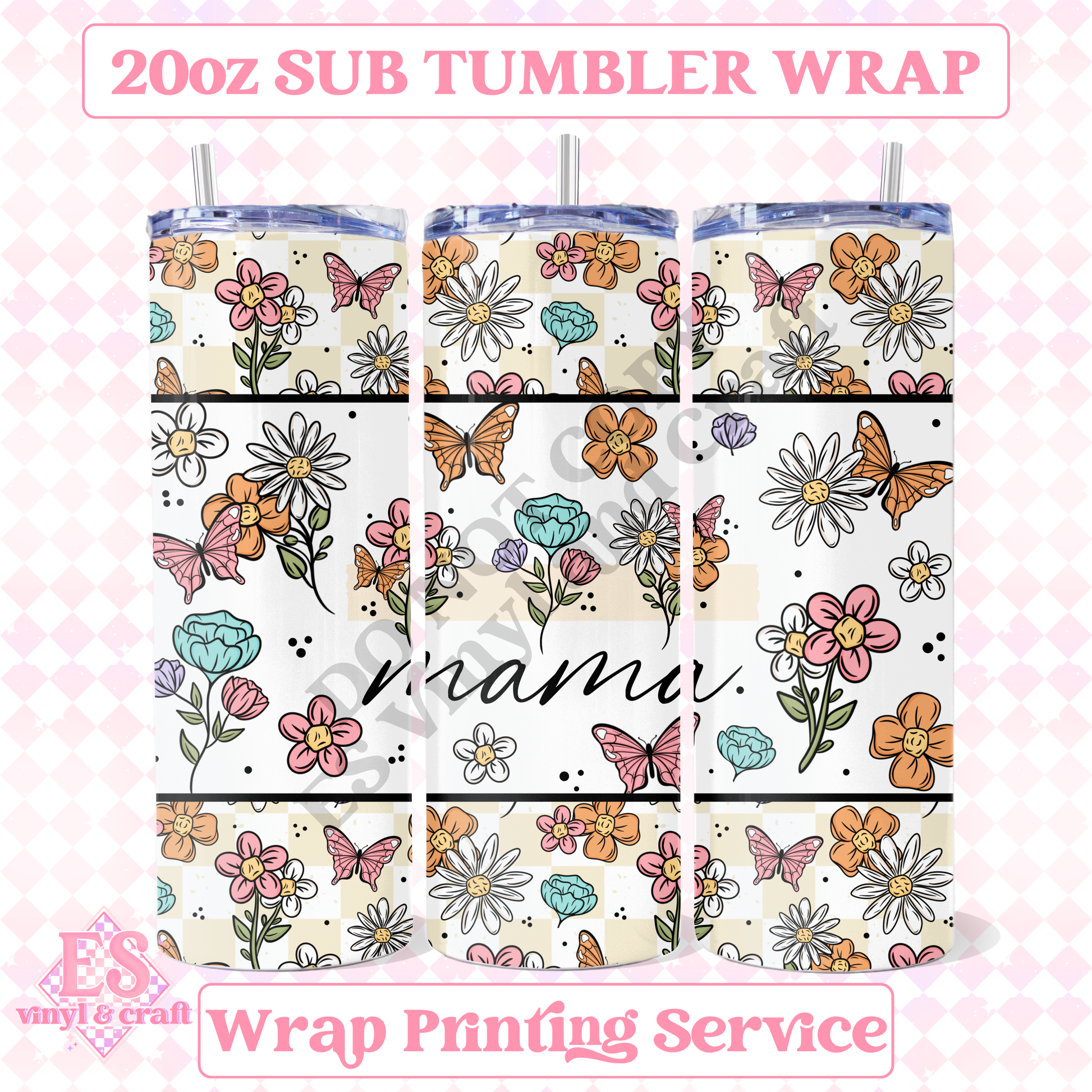 Mum, Mama or Mini - Full 20oz Tumbler Sublimation Print image 2