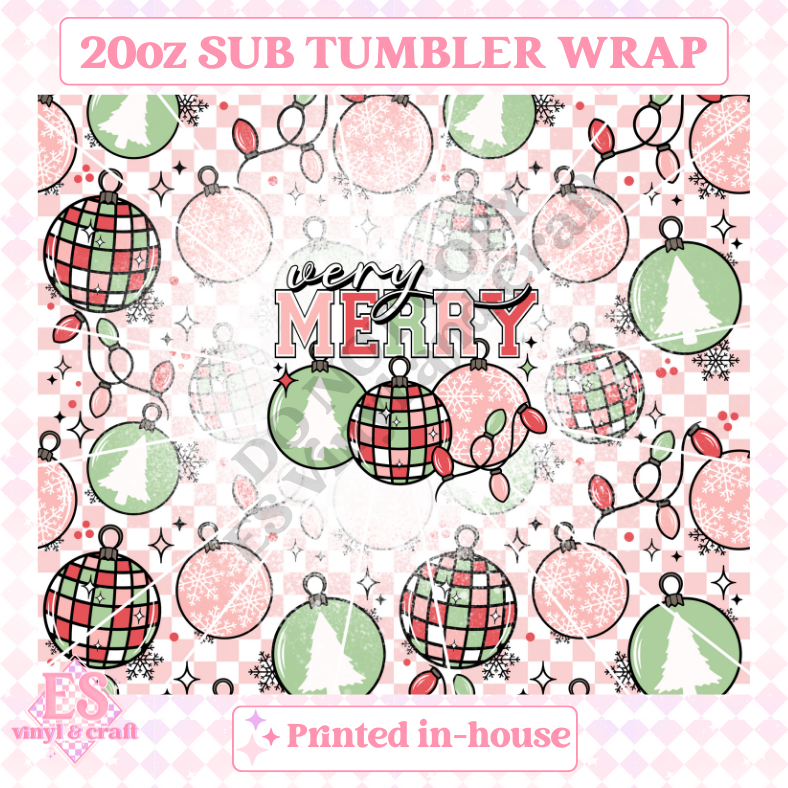 Very Merry - Full 20oz Tumbler Sublimation Ready Print image 1