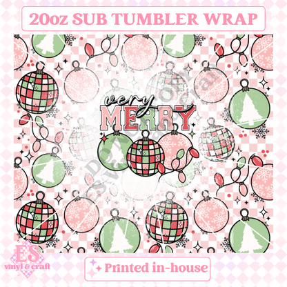 Very Merry - Full 20oz Tumbler Sublimation Ready Print image 1