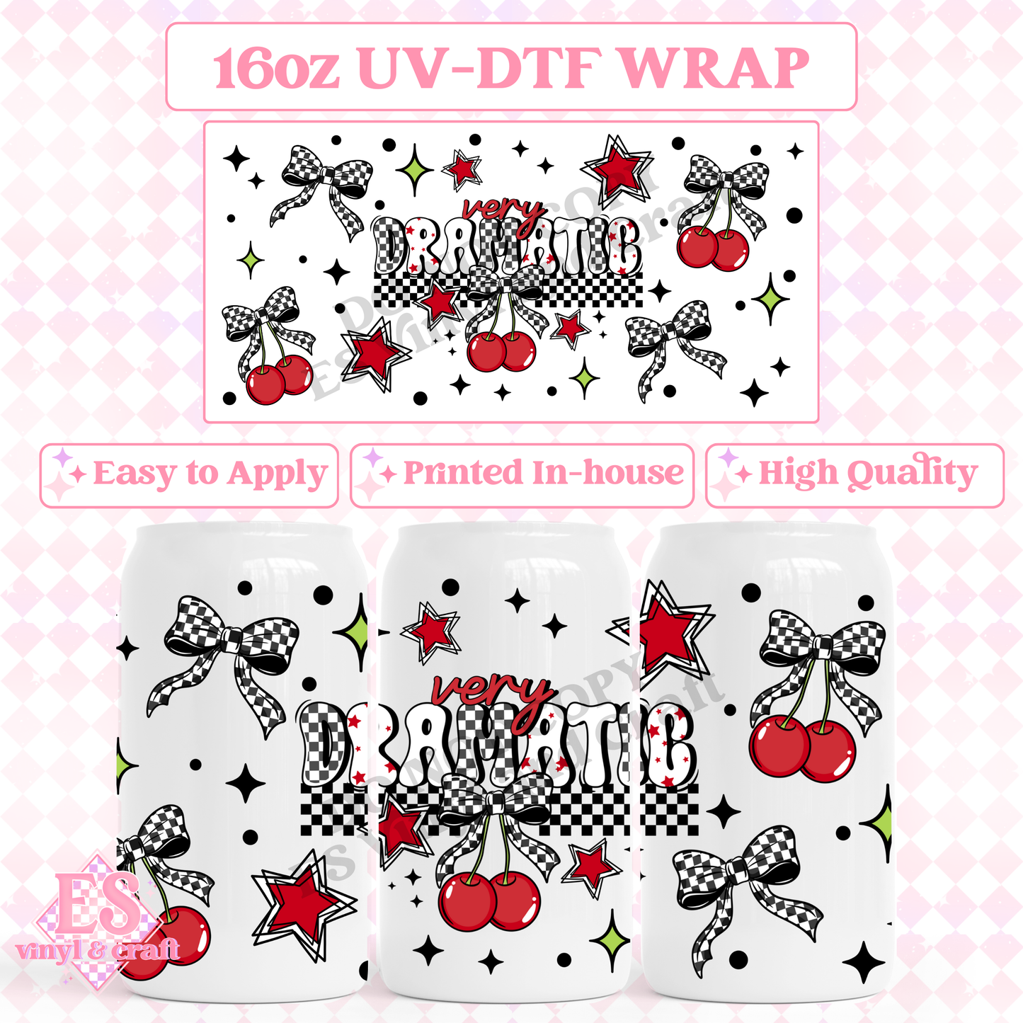 Very Dramatic - 16oz Beer Can / Libbey UV-DTF Transfer image 0