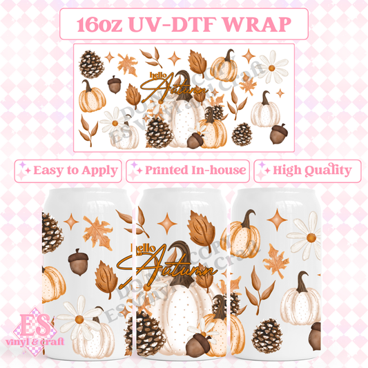 Hello Autumn - 16oz Beer Can / Libbey UV-DTF image 0