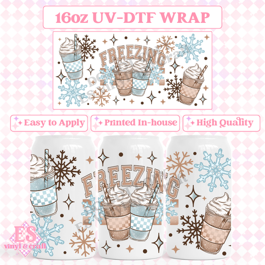 Freezing Frappuccino - 16oz Beer Can / Libbey UV-DTF Transfer image 0