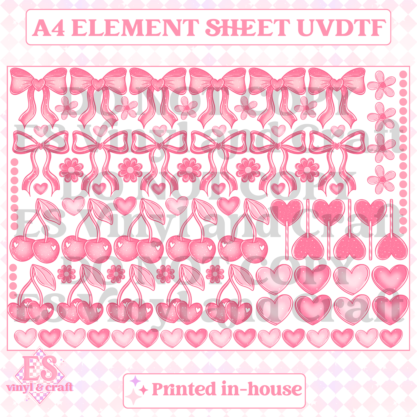 Bows and Cherries - UVDTF (A4 Sheet) 210mm x 300mm image 0