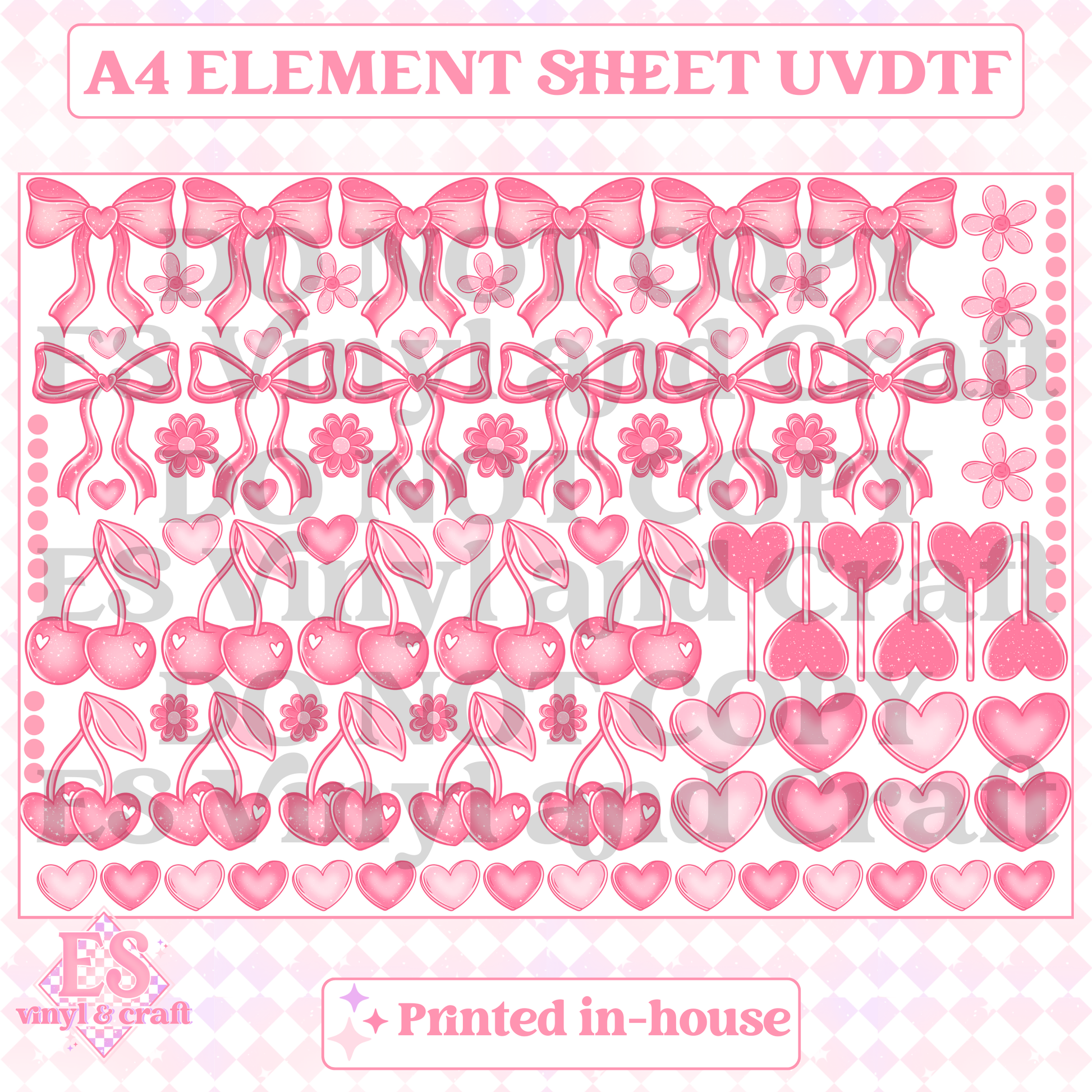 Bows and Cherries - UVDTF (A4 Sheet) 210mm x 300mm image 0