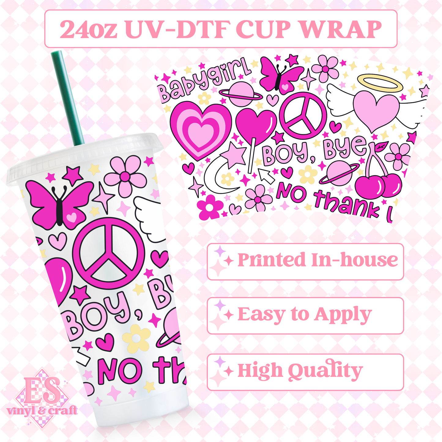 Y2K - UVDTF 24oz Cold Cup Wrap image 0