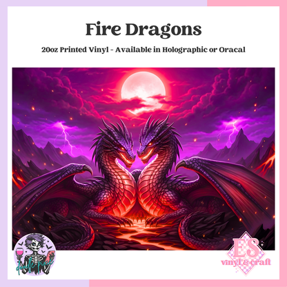 Fire Dragons - 20oz Printed Tumbler Self Adhesive Vinyl image 0