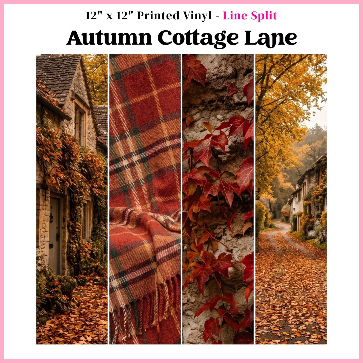 Autumn Cottage Lane - Mixed Media Vinyl 12"x12" Sheet
