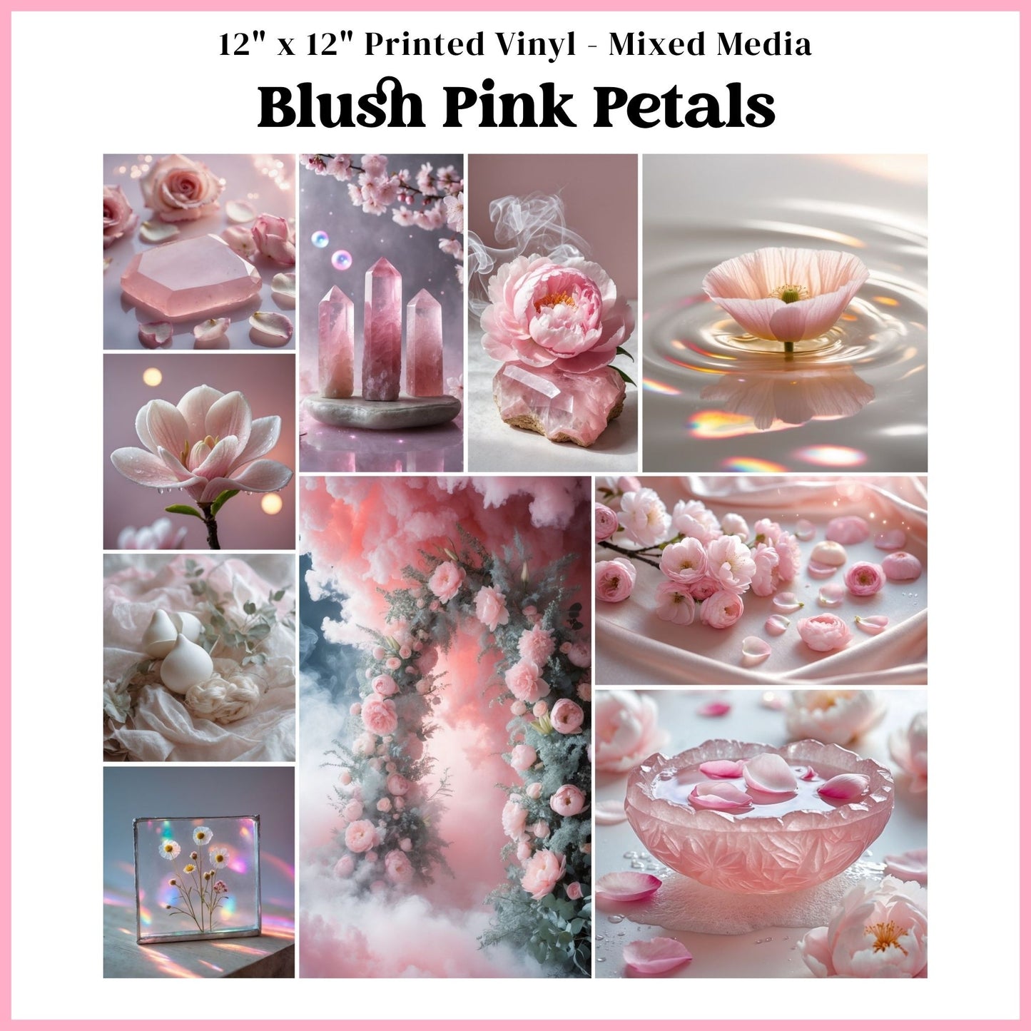 Blush Pink Petals - Mixed Media Vinyl 12"x12" Sheet