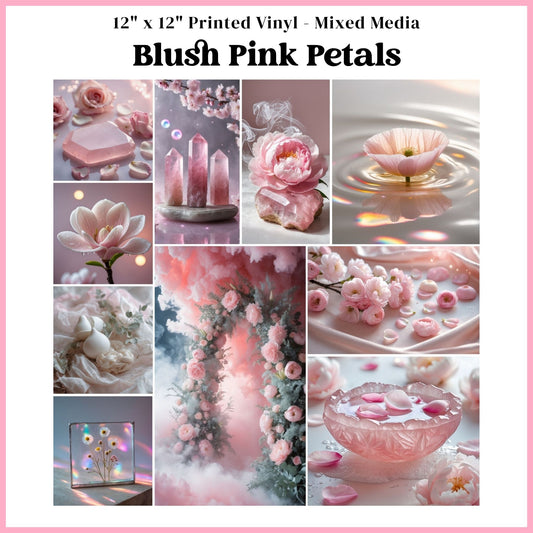 Blush Pink Petals - Mixed Media Vinyl 12"x12" Sheet